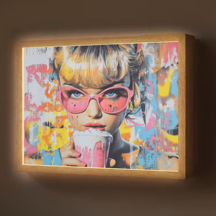 Lightbox - Wandlamp - Expressief - Milkshake - Vrouw - Felle kleuren — 1