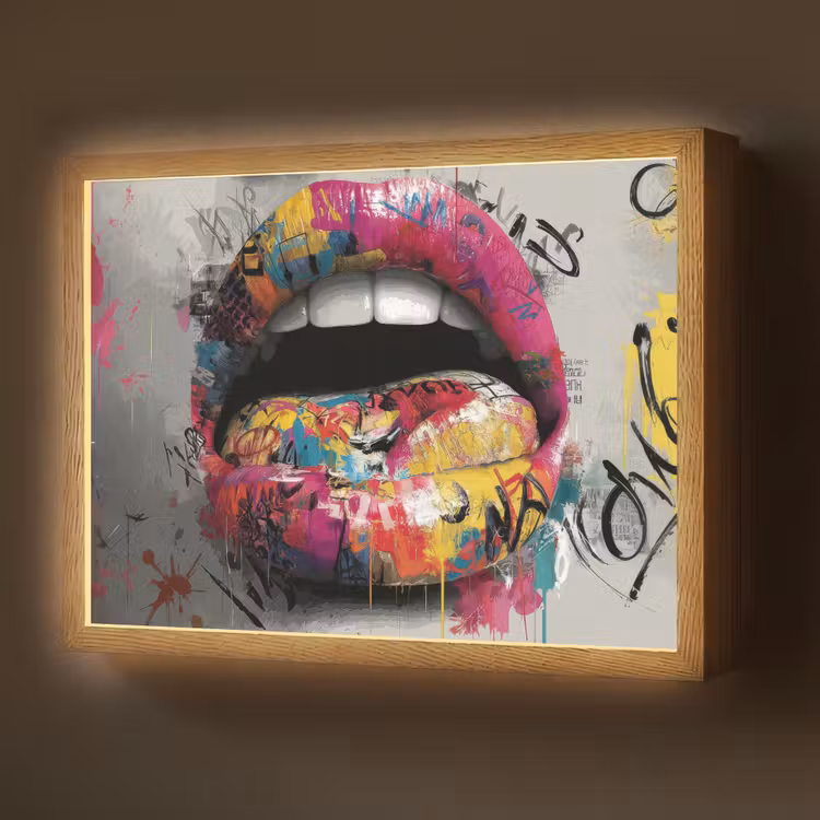 Lightbox - Wandlamp - Lippen - Graffiti - Expressief — 1