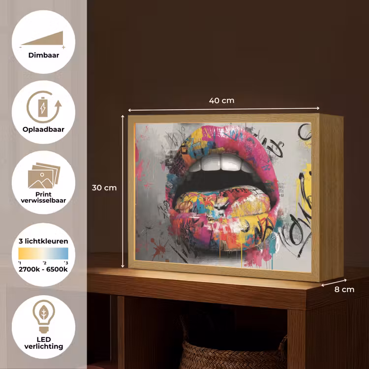 Lightbox - Wandlamp - Lippen - Graffiti - Expressief — 10