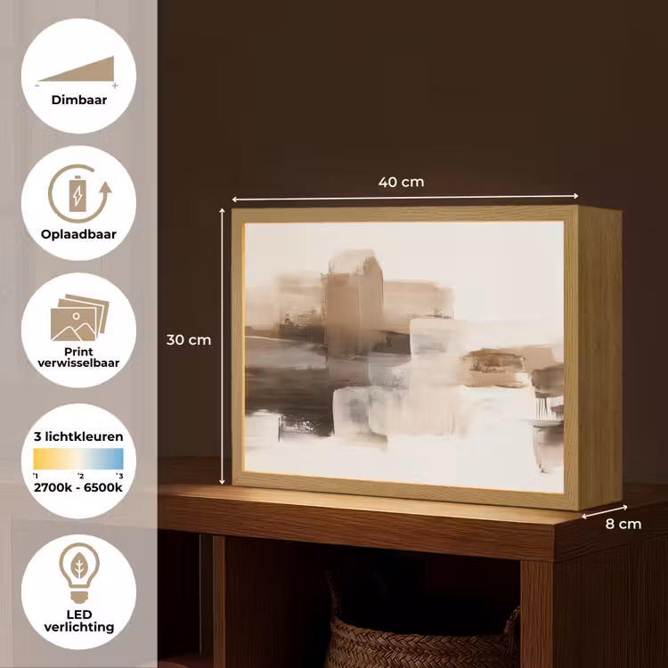Lightbox - Wandlamp - Penseelstreken - Abstract landschap - Rust — 10