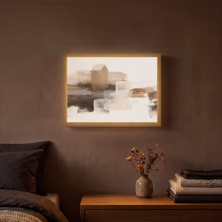 Lightbox - Wandlamp - Penseelstreken - Abstract landschap - Rust — 3