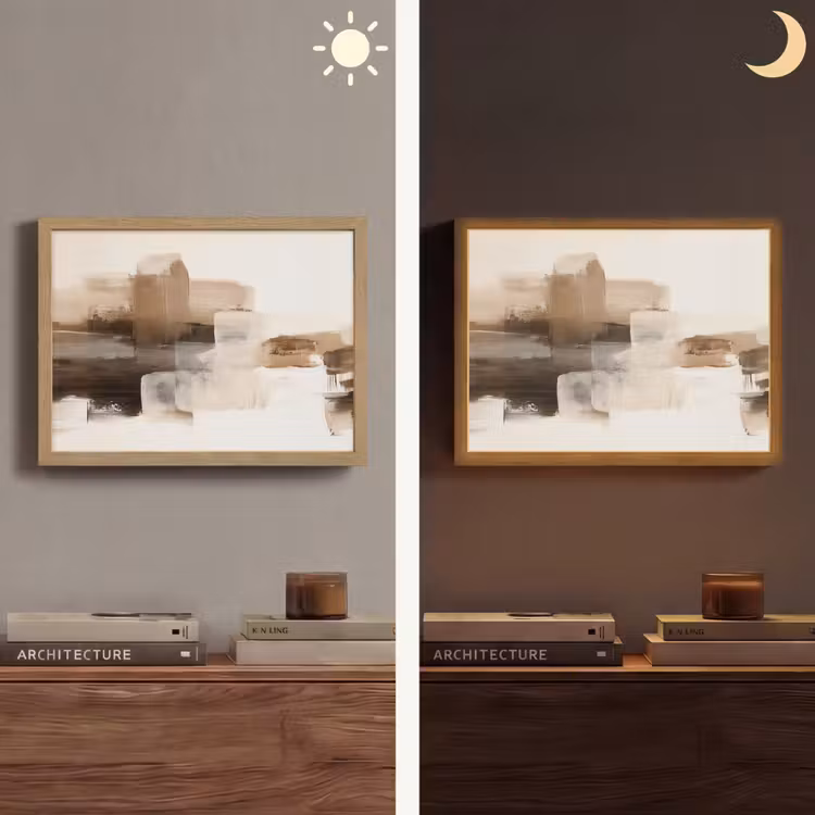 Lightbox - Wandlamp - Penseelstreken - Abstract landschap - Rust — 6