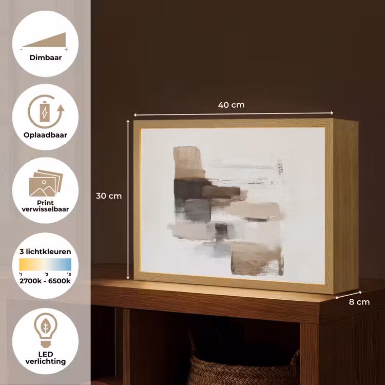 Lightbox - Wandlamp - Penseelstreken - Balans - Beige - Bruin — 10