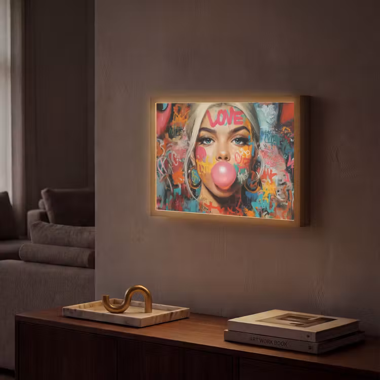 Lightbox - Wandlamp - Vrouw - Kauwgom - Graffiti - Love — 2