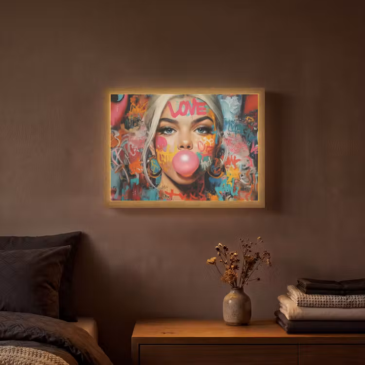 Lightbox - Wandlamp - Vrouw - Kauwgom - Graffiti - Love — 3
