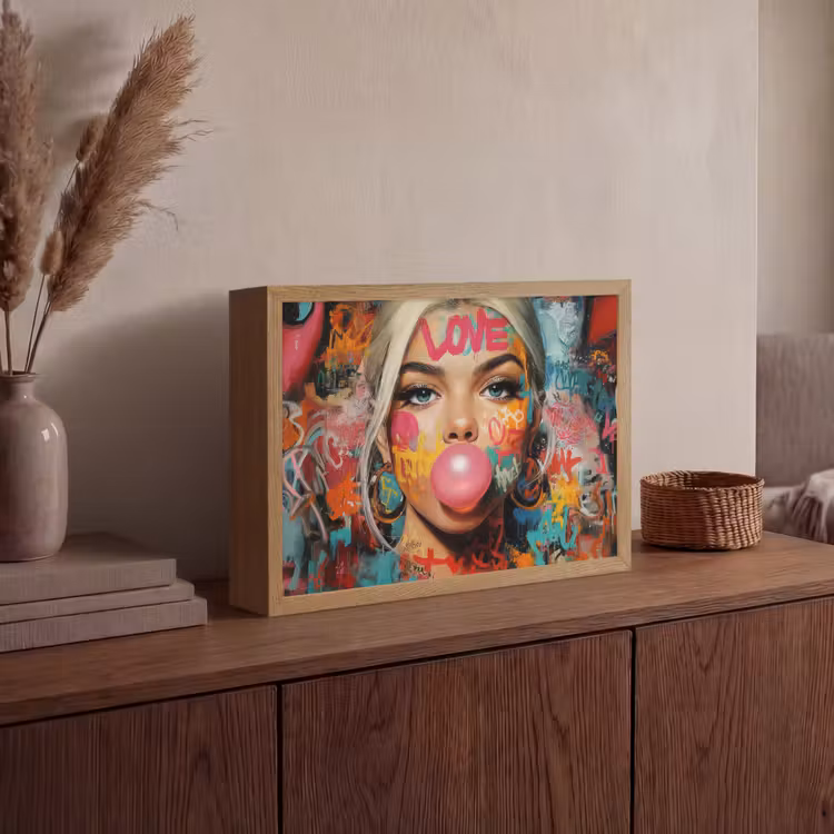 Lightbox - Wandlamp - Vrouw - Kauwgom - Graffiti - Love — 4