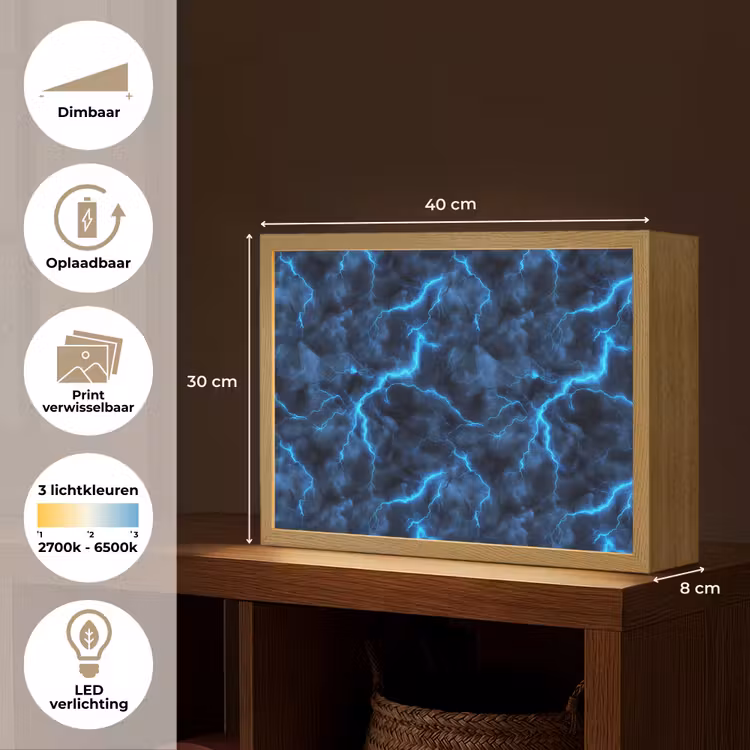 Lightbox - Wandlamp - Donker - Blauw - Bliksem — 10