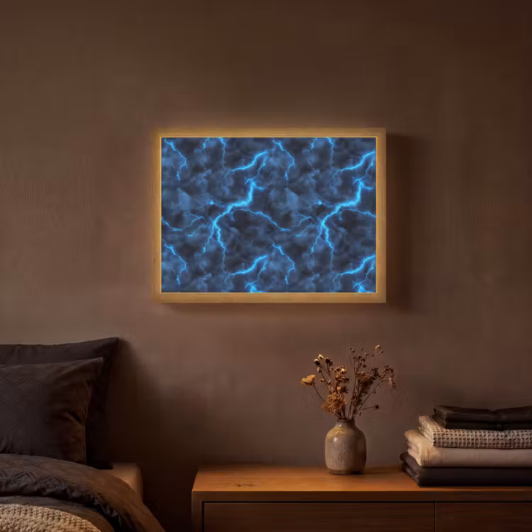 Lightbox - Wandlamp - Donker - Blauw - Bliksem — 3