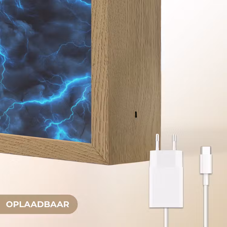 Lightbox - Wandlamp - Donker - Blauw - Bliksem — 7