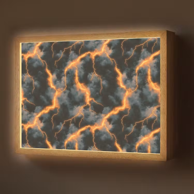Lightbox - Wandlamp - Oranje - Bliksem - Wolken — 1
