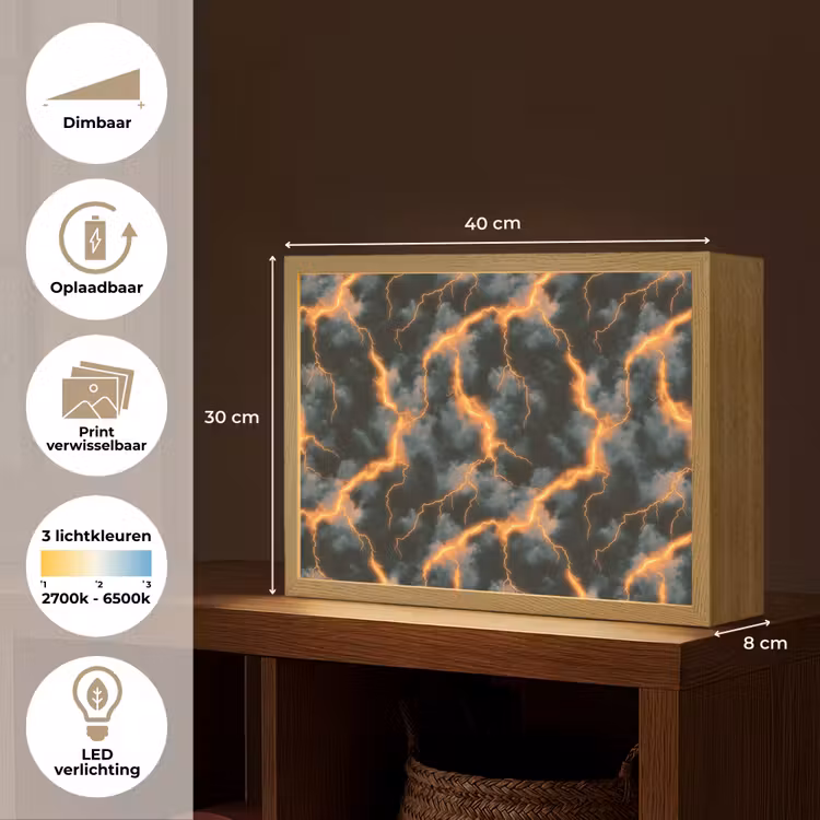 Lightbox - Wandlamp - Oranje - Bliksem - Wolken — 10
