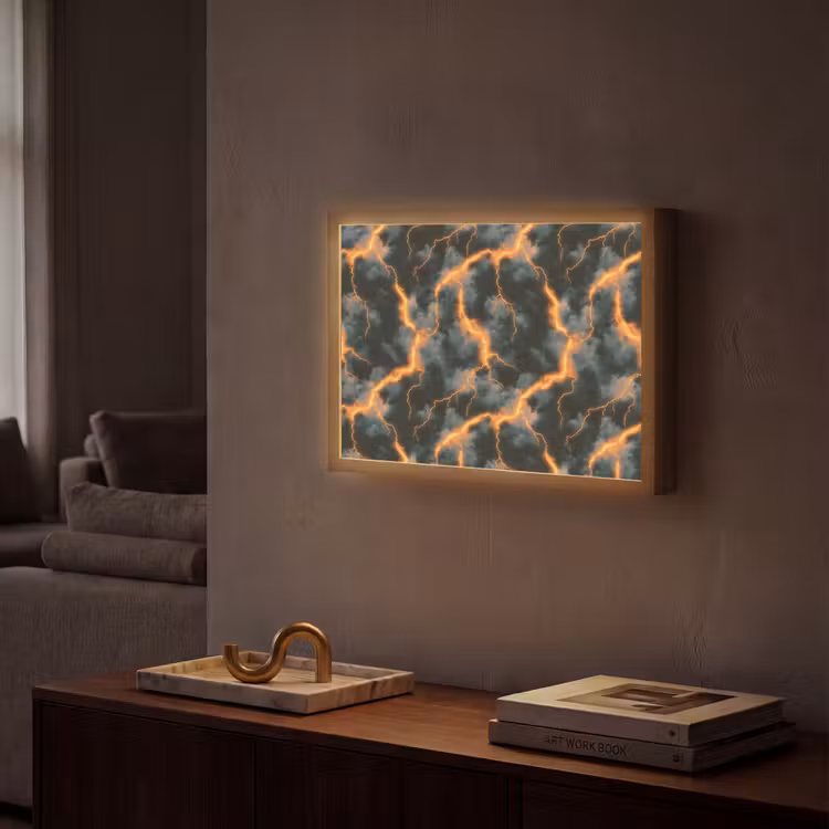 Lightbox - Wandlamp - Oranje - Bliksem - Wolken — 2