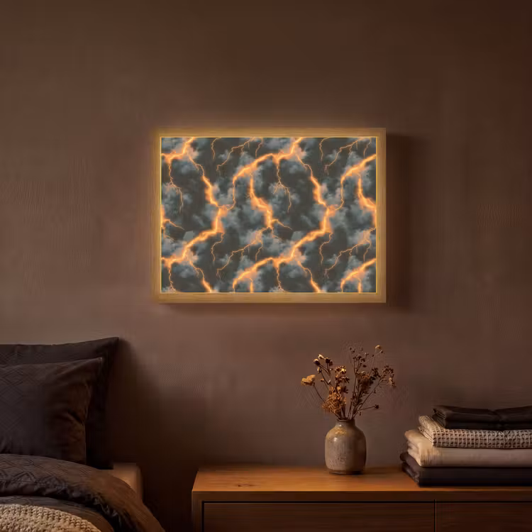 Lightbox - Wandlamp - Oranje - Bliksem - Wolken — 3