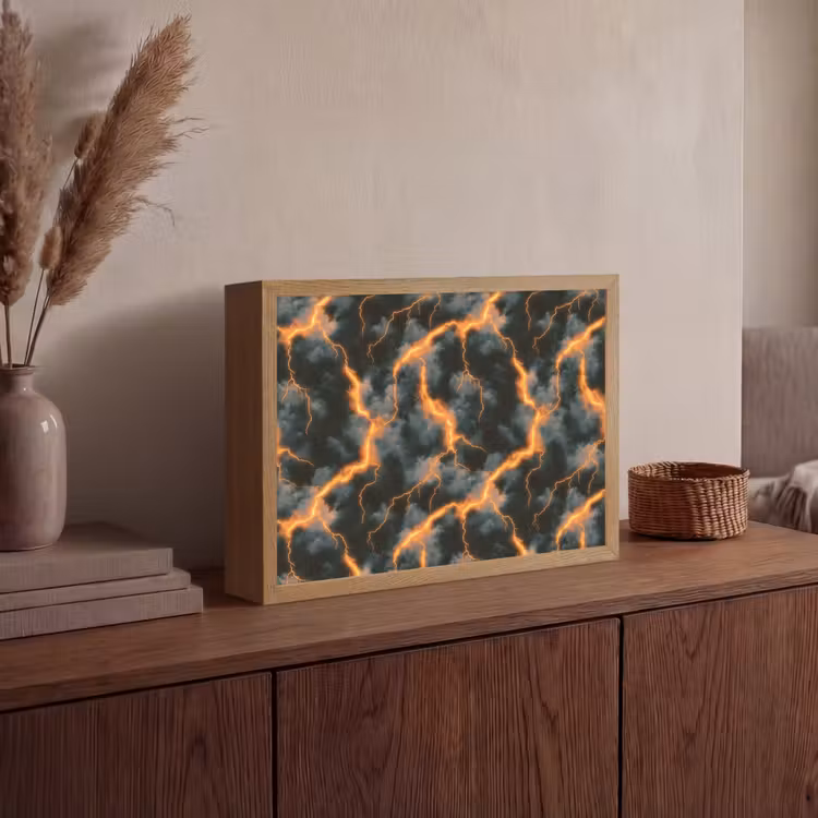 Lightbox - Wandlamp - Oranje - Bliksem - Wolken — 4