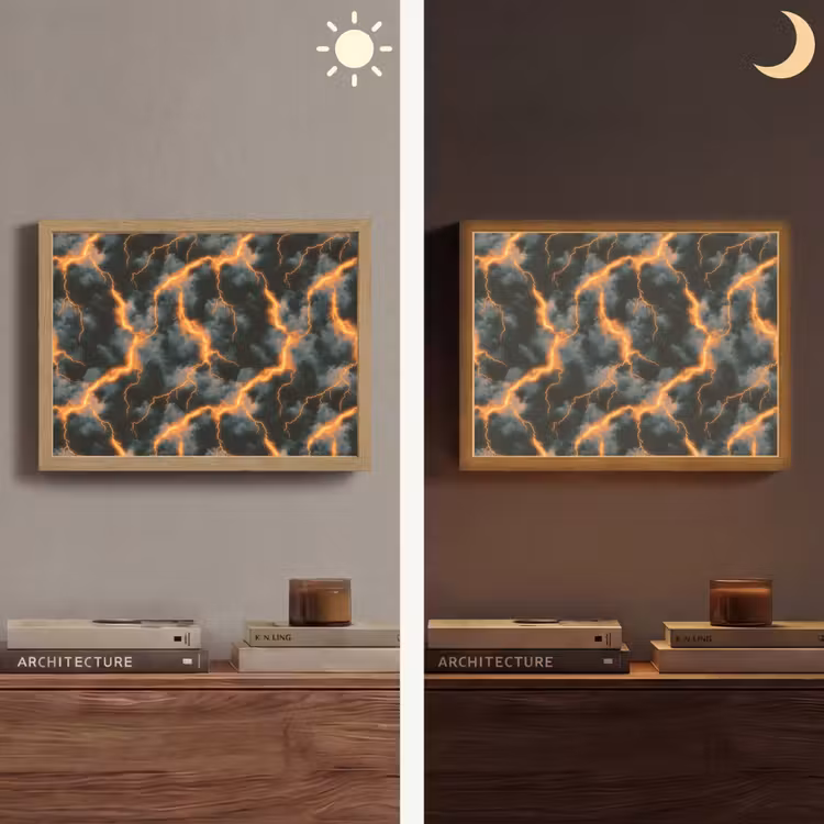 Lightbox - Wandlamp - Oranje - Bliksem - Wolken — 6