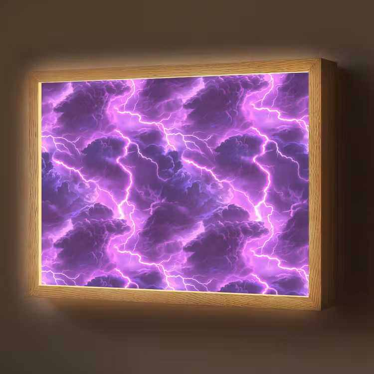 Lightbox - Wandlamp - Paars - Bliksem - Wolken — 1