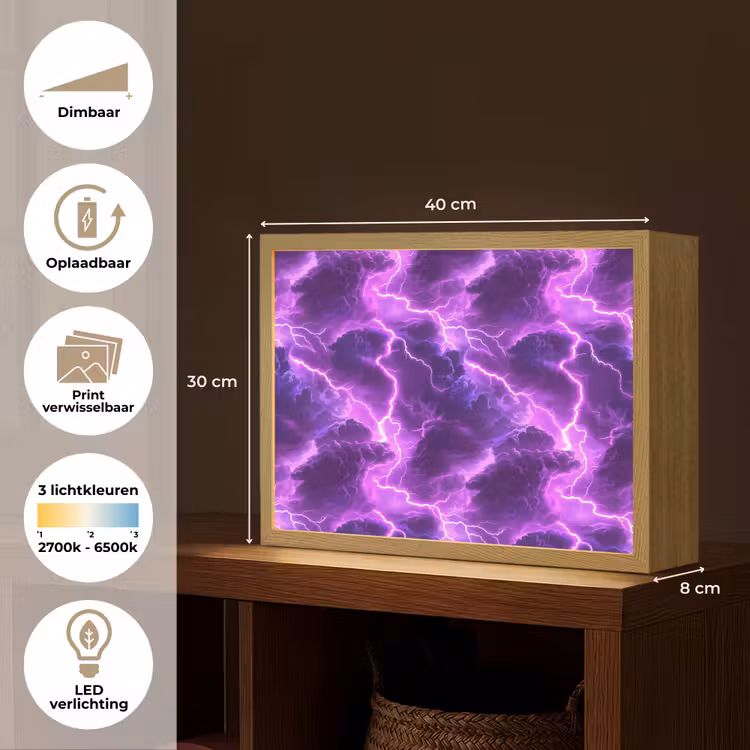 Lightbox - Wandlamp - Paars - Bliksem - Wolken — 10