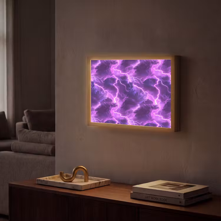 Lightbox - Wandlamp - Paars - Bliksem - Wolken — 2