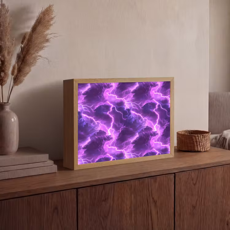 Lightbox - Wandlamp - Paars - Bliksem - Wolken — 4