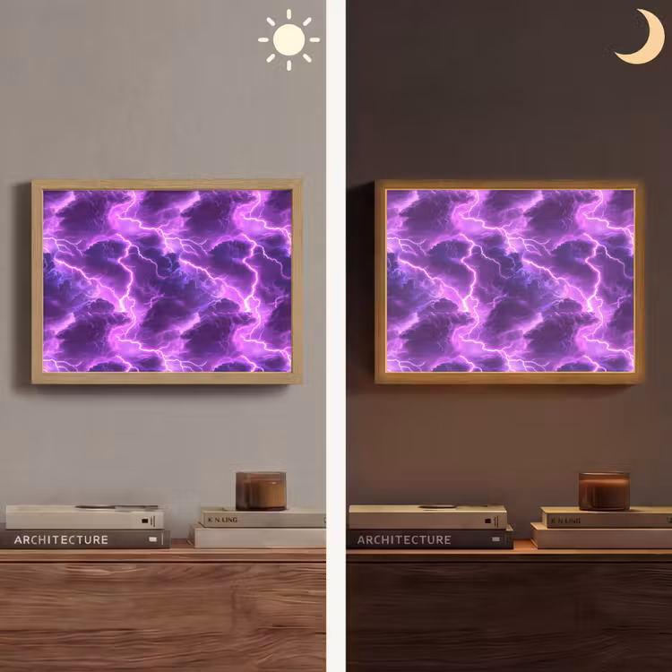 Lightbox - Wandlamp - Paars - Bliksem - Wolken — 6