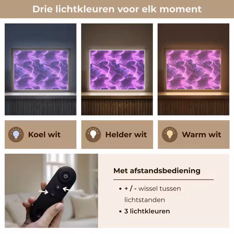 Lightbox - Wandlamp - Paars - Bliksem - Wolken — 8