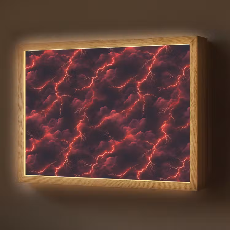 Lightbox - Wandlamp - Rood - Onweer - Bliksem - Wolken — 1