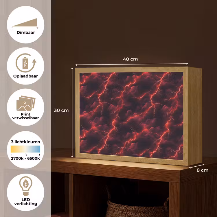 Lightbox - Wandlamp - Rood - Onweer - Bliksem - Wolken — 10