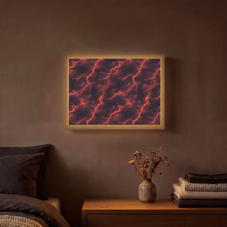 Lightbox - Wandlamp - Rood - Onweer - Bliksem - Wolken — 3