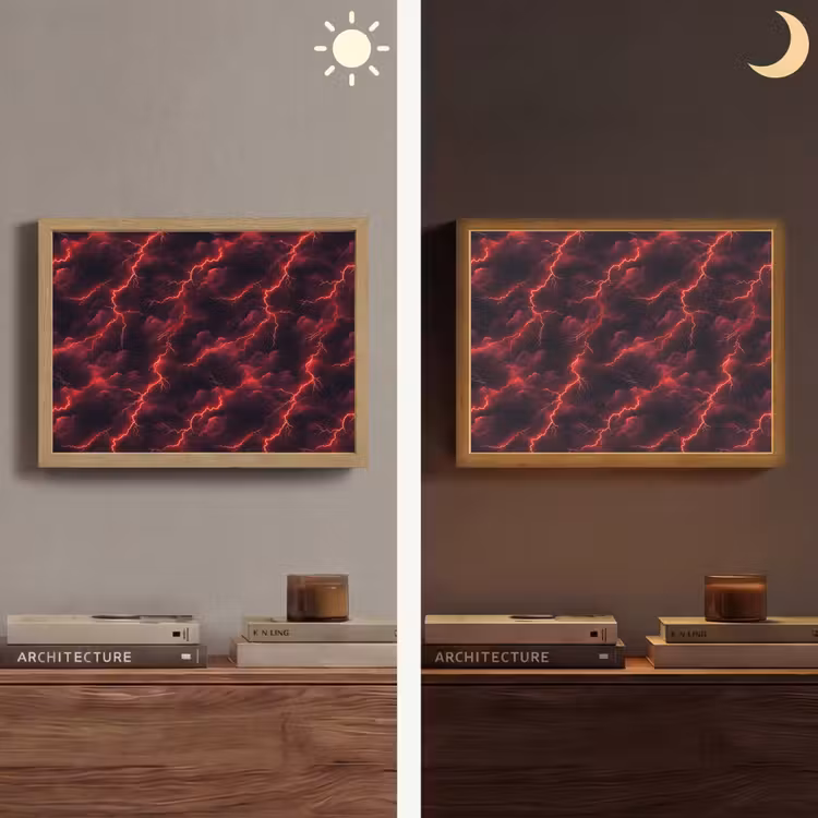 Lightbox - Wandlamp - Rood - Onweer - Bliksem - Wolken — 6