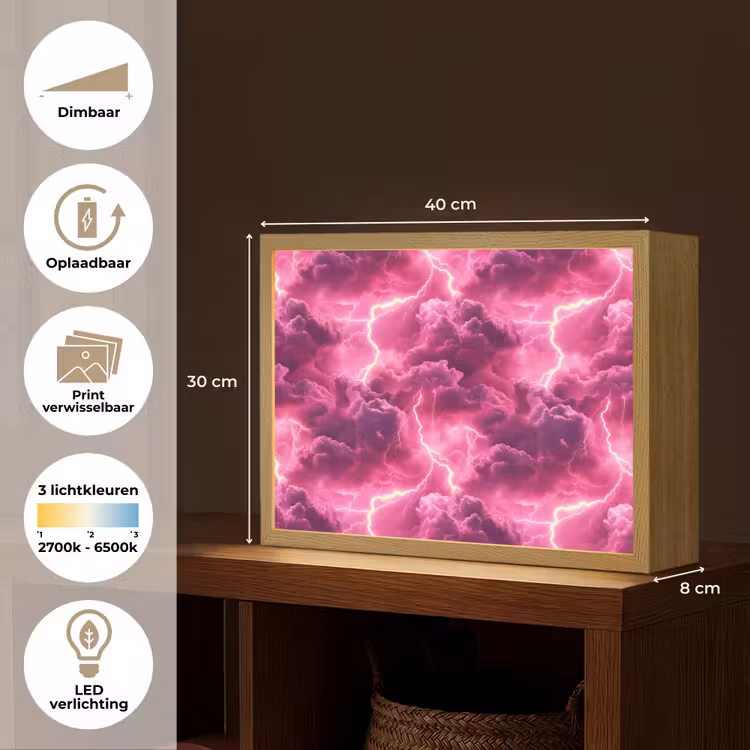 Lightbox - Wandlamp - Roze - Onweer - Wolken — 10