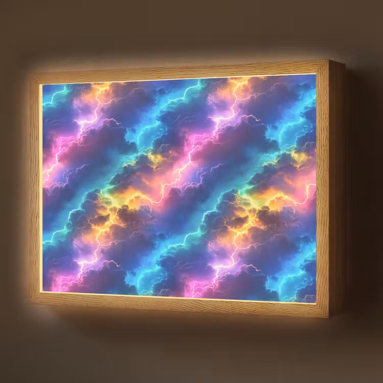 Lightbox - Wandlamp - Storm - Bliksem - Regenboog — 1