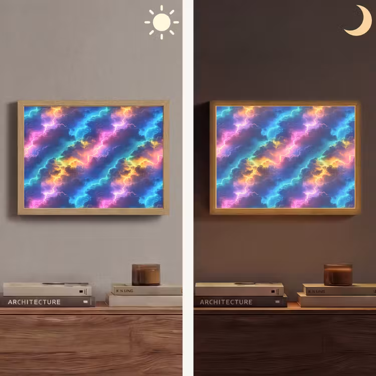Lightbox - Wandlamp - Storm - Bliksem - Regenboog — 6