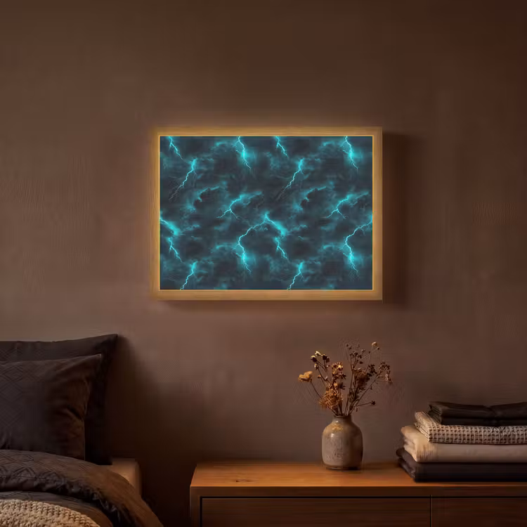 Lightbox - Wandlamp - Turquoise - Bliksem - Wolken — 3