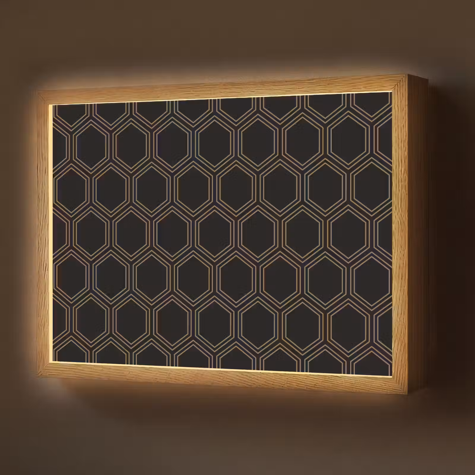 Lightbox - Wandlamp - Zwart - Goud - Zeshoek — 1