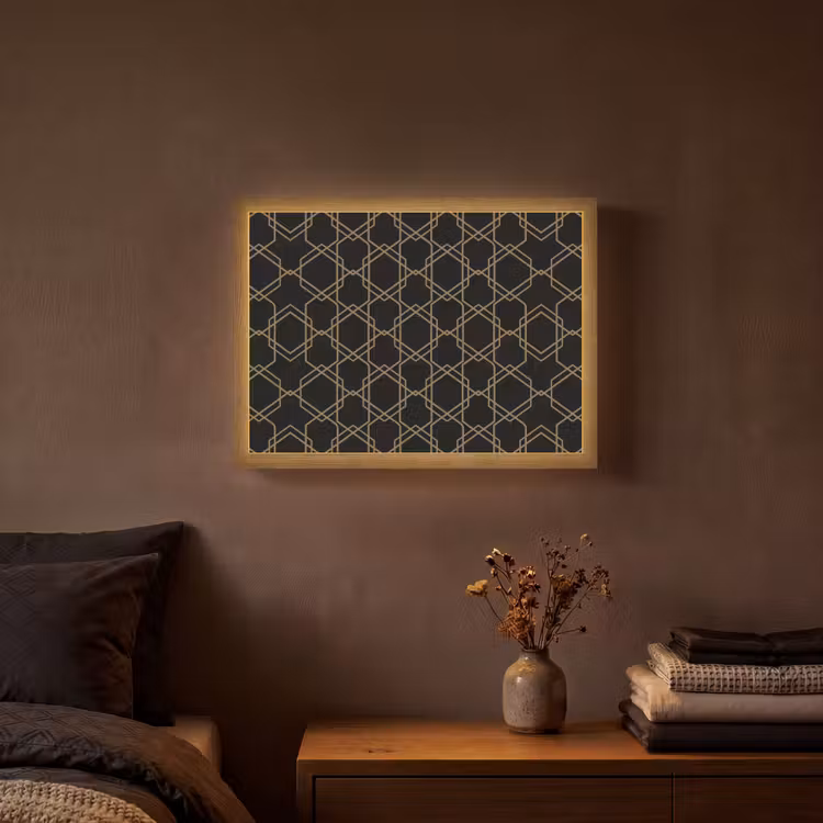 Lightbox - Wandlamp - Verweven - Zeshoeken - Zwart - Goud — 3