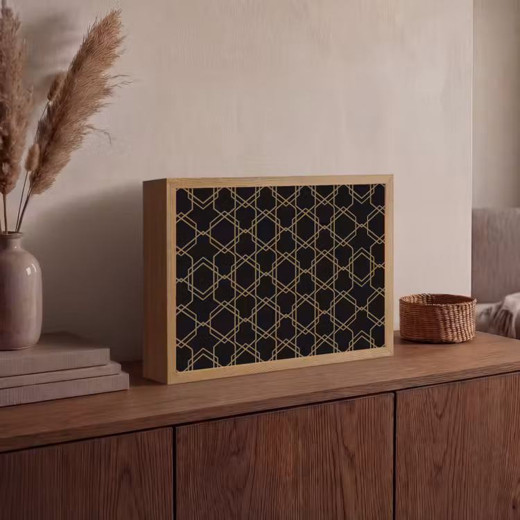 Lightbox - Wandlamp - Verweven - Zeshoeken - Zwart - Goud — 4