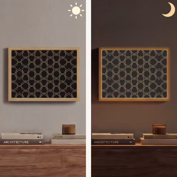 Lightbox - Wandlamp - Verweven - Zeshoeken - Zwart - Goud — 6