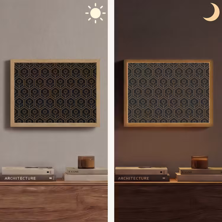 Lightbox - Wandlamp - Zeshoek - Zwart - Goud - Bloem — 6