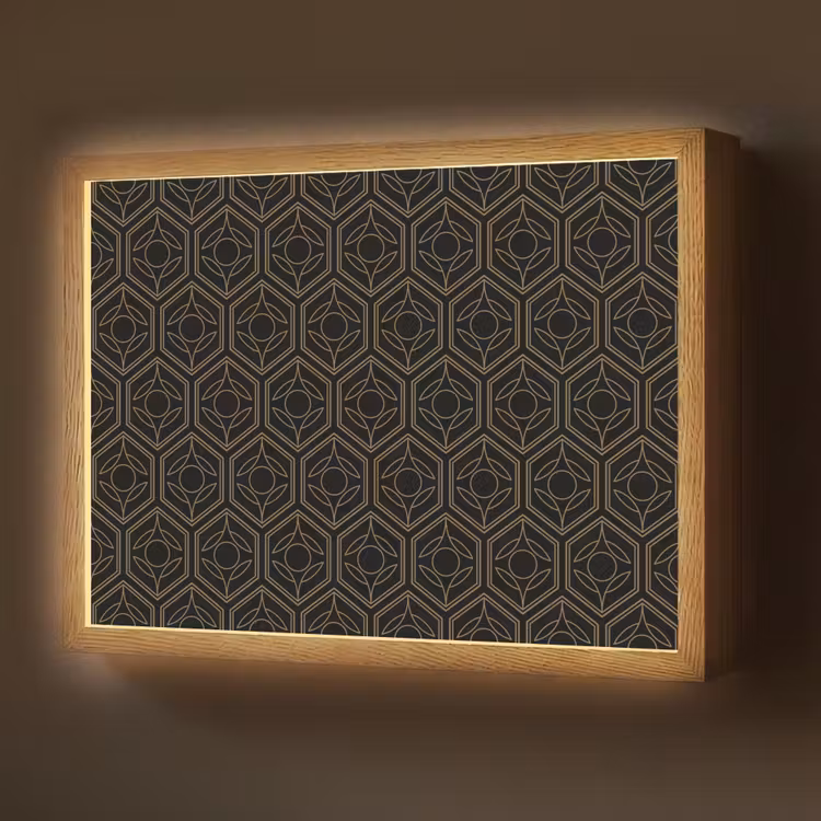 Lightbox - Wandlamp - Zwart - Goud - Bloemenkern — 1