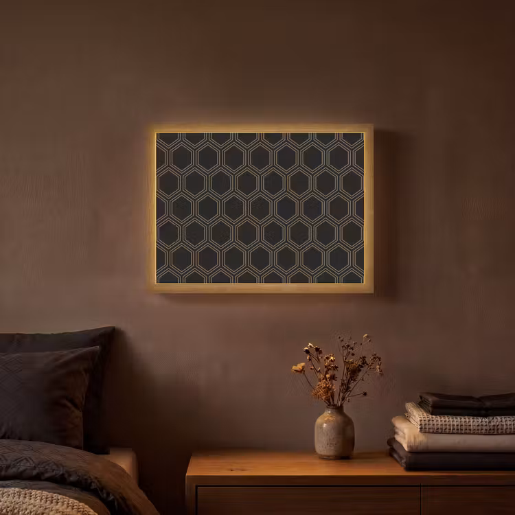 Lightbox - Wandlamp - Zwart - Goud - Zeshoek — 3