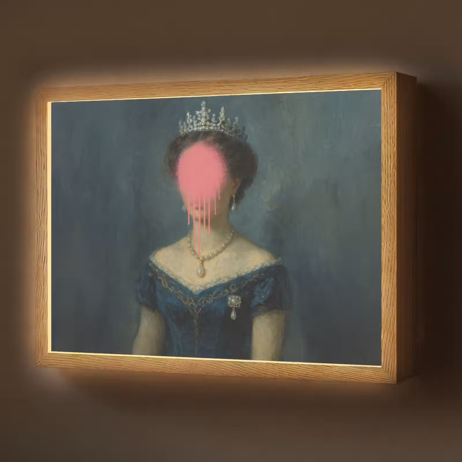 Lightbox - Wandlamp - Kroon - Roze druipend verf - Portret — 1