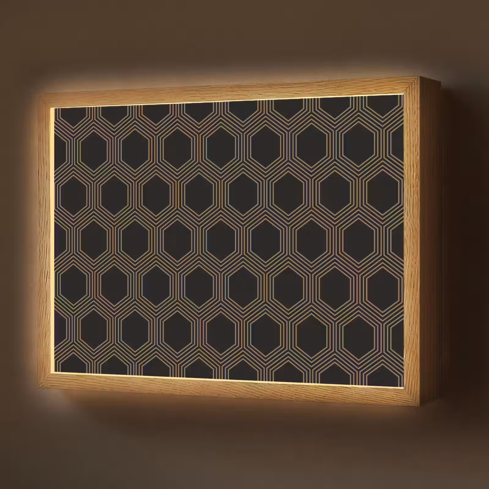 Lightbox - Wandlamp - Parallel - Goud - Zwart - Bijenraatmotief — 1