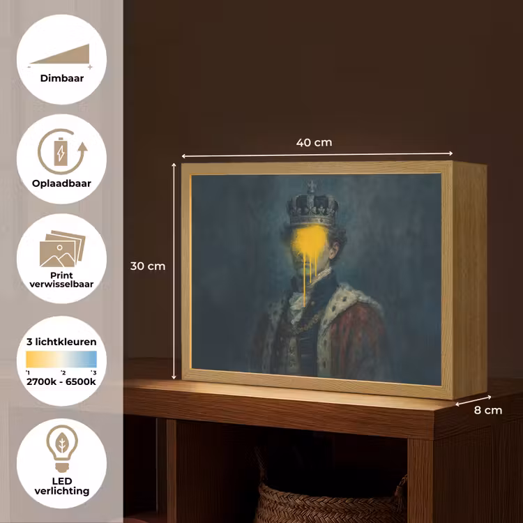 Lightbox - Wandlamp - Koning - Portret - Druipende gele verf — 10