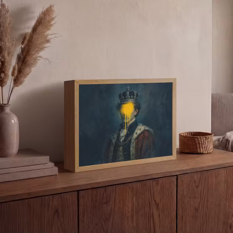 Lightbox - Wandlamp - Koning - Portret - Druipende gele verf — 4