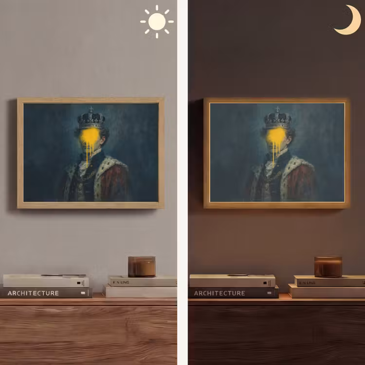 Lightbox - Wandlamp - Koning - Portret - Druipende gele verf — 6