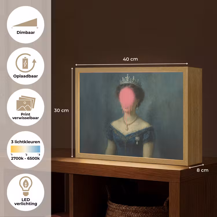 Lightbox - Wandlamp - Kroon - Roze druipend verf - Portret — 10