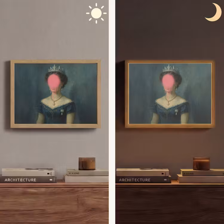 Lightbox - Wandlamp - Kroon - Roze druipend verf - Portret — 6