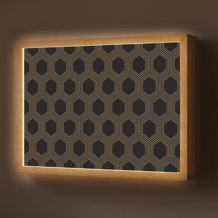 Lightbox - Wandlamp - Parallel - Goud - Zwart - Bijenraatmotief — 1
