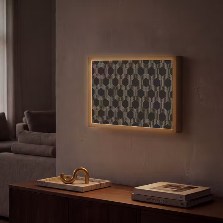 Lightbox - Wandlamp - Parallel - Goud - Zwart - Bijenraatmotief — 2