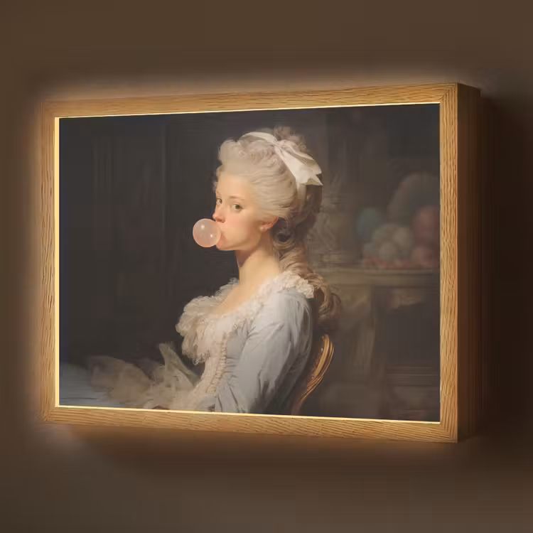 Lightbox - Wandlamp - Vrouw - Barokjurk - Kauwgom — 1